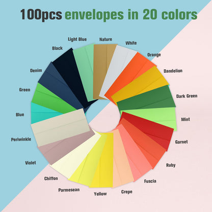 100 PCS Colorful Envelopes, #10 Business Mailing Envelopes Self Seal Square Flap for Letter, Invitations, Office, Size 4 1/8 X 9 ½ Inch