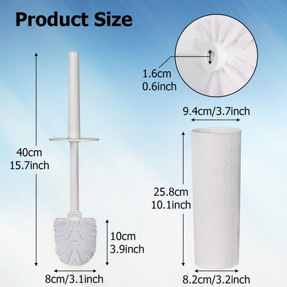 Topsky 2-Pack Closed Toilet Brush Compact Toilet Brush and Holder Plastic Round Barrel Loo Brush with Replacement Toilet Brush Head (White)