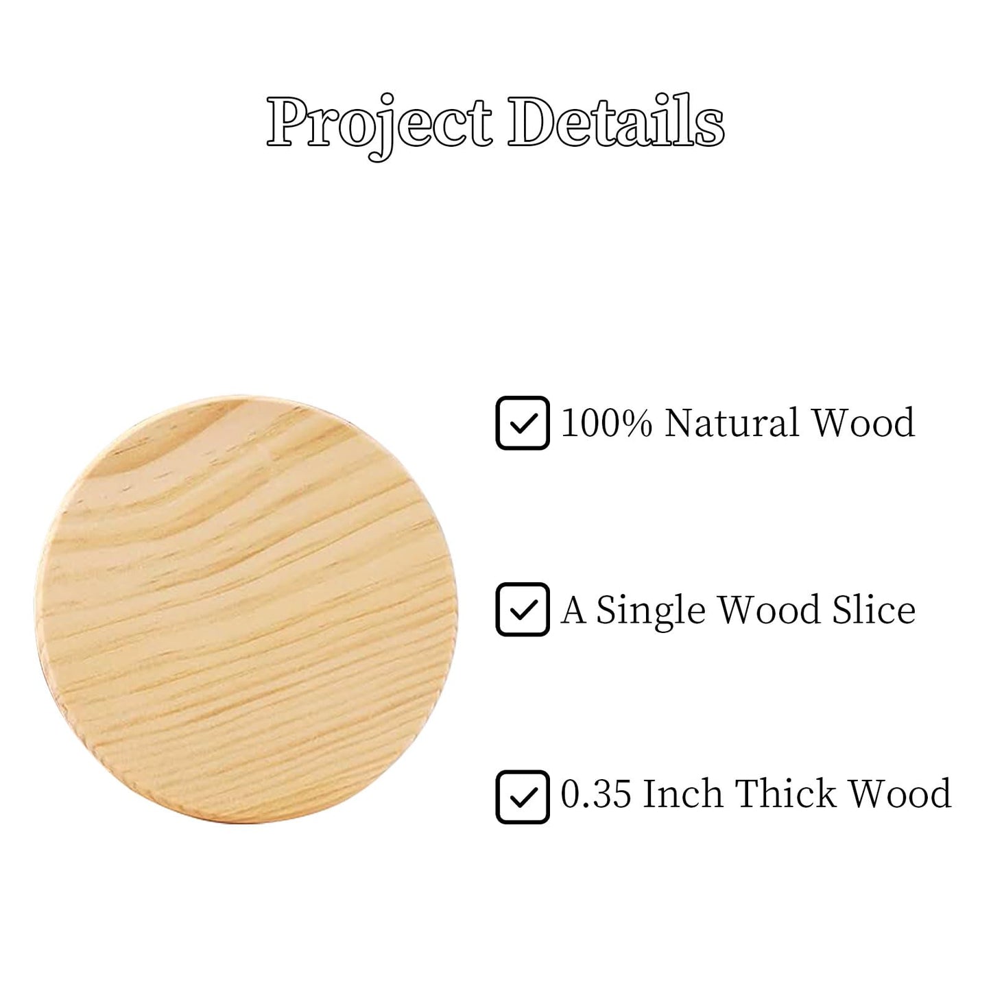 Voittozege 24 Pack Unfinished Wood Coasters | 4 Inch Round 0.35" Thick Wooden Slices Bulk Set | for Painting, Staining, Laser Engraving, Wood Burning & Decoupage | DIY Christmas, Halloween, Thanksgiving Crafts