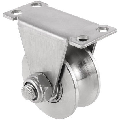 2 Pcs 2 Inch U Groove Wheel, Stainless Steel Groove Wheel Pulley, Heavy Duty U Groove Caster for Wire Rope Rail, DIY, Load Capacity 840 Lb