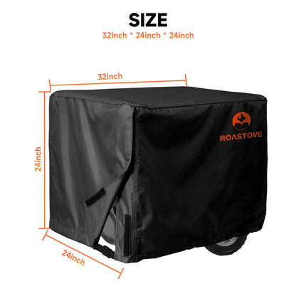 Roastove Black Portable Generator Cover,600D Fabric Heavy Duty Waterproof, Universal Fit 32”L x 24”W x 24”H - for Most Generators 5000-10000 Watt