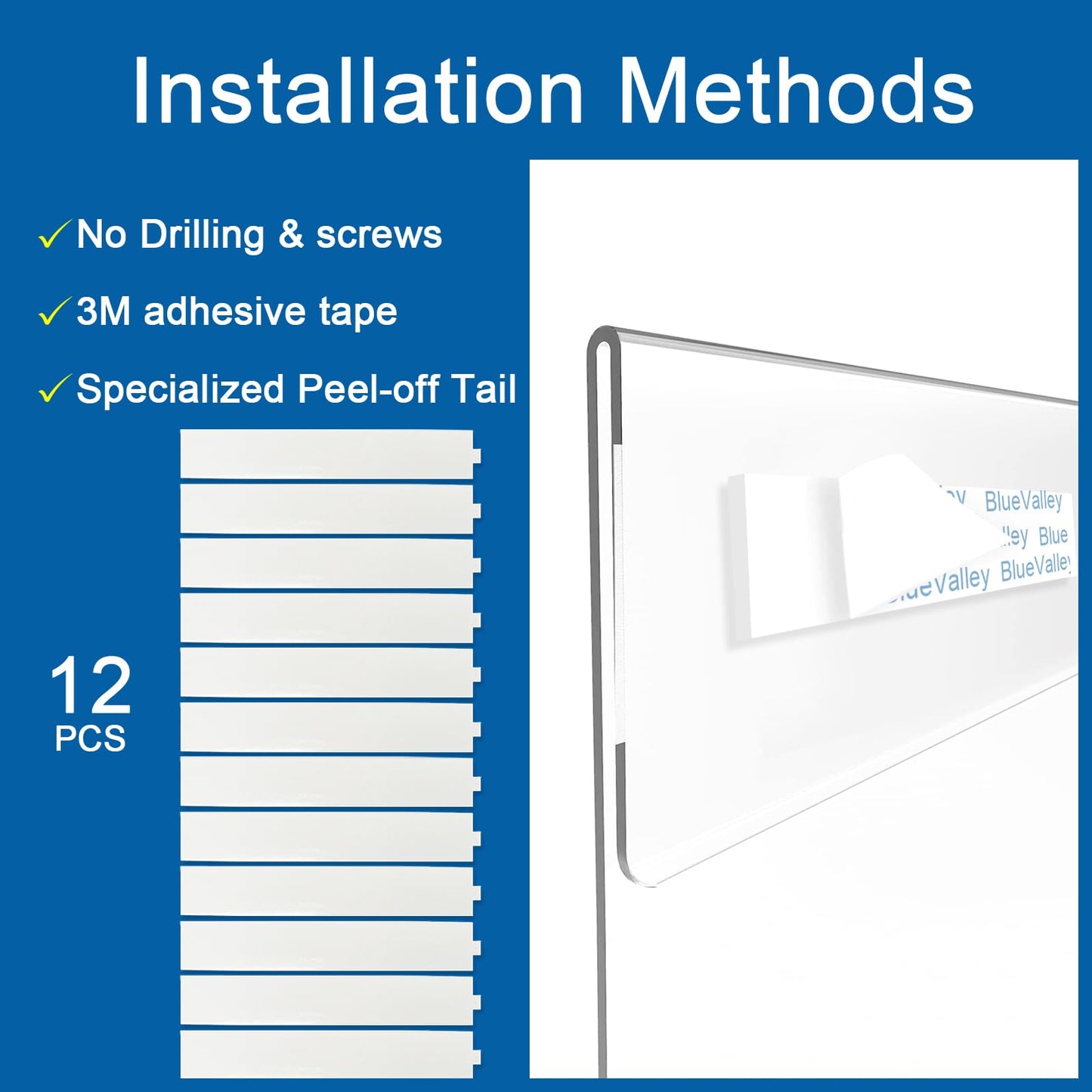 BlueValley Acrylic Sign Holder 5x7 Vertical Wall Mount Sign Holder Clear Acrylic Frame with Mounted Tape Clear Poster Frames Portrait Plastic Sign Holders for Office, Home, Restaurant, 6 Pack