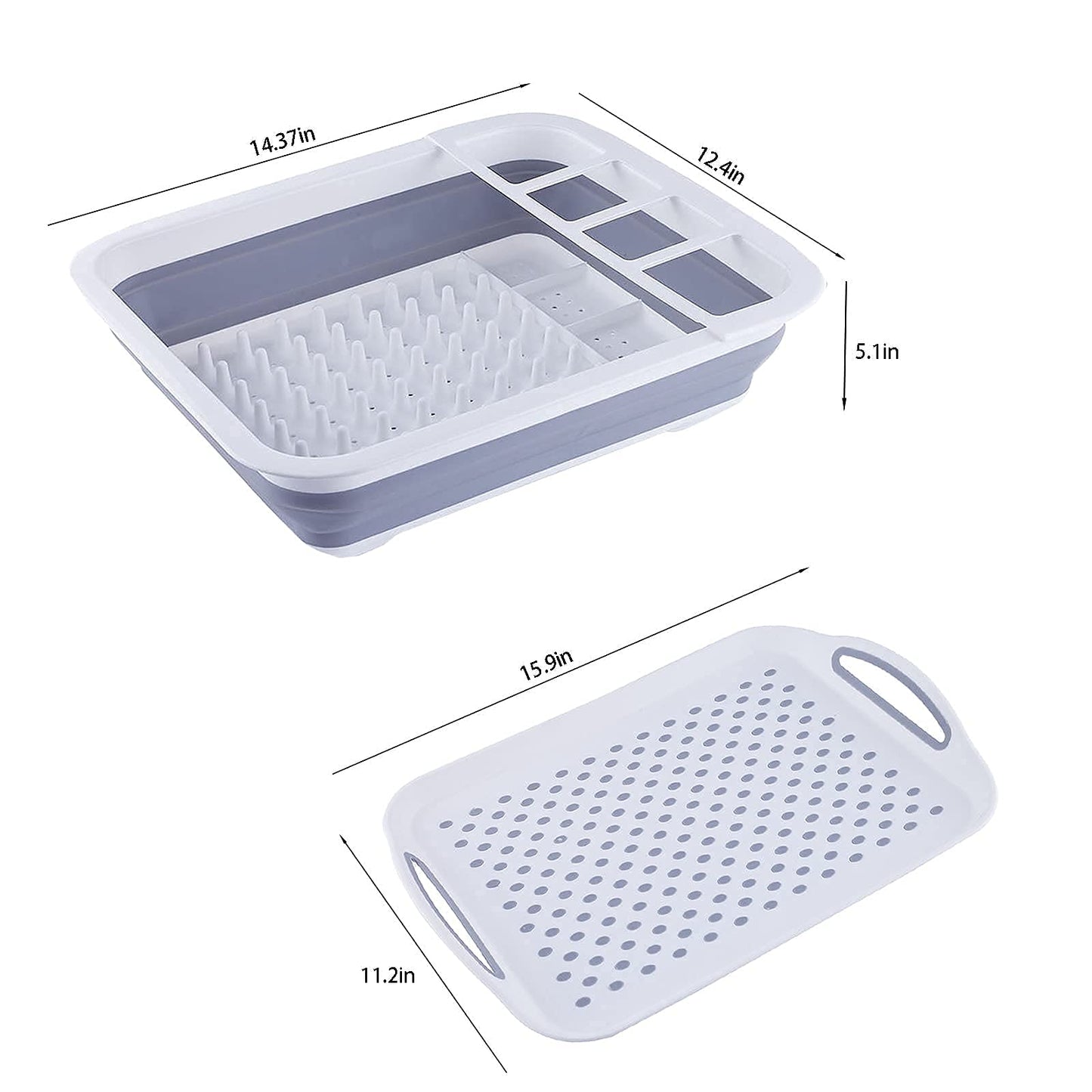 AAKitchen Collapsible Dish Rack and Drainboard Set Foldable Dish Drying Rack Portable Dish Drainer Storage Organizer Camping RV Kitchen Accessories for RV Campers Travel Trailers