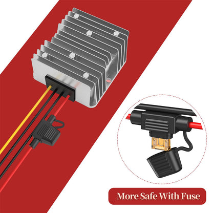 12V to 24V DC Step Up Converter 15A 360W | Waterproof DC to DC Boost Converter | with Fuse for Safe Power | for Golf Cart, Truck, Car, Boat, LED, Solar, Audio Devices