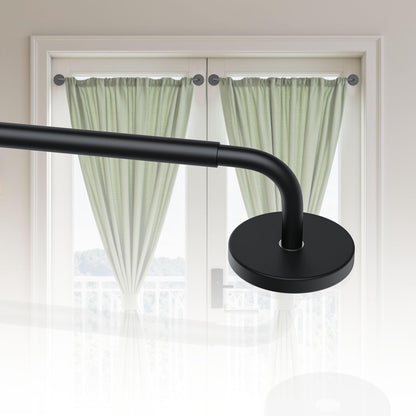 Rodzwin 1 Pack Magnetic Curtain Rod for Metal Door, 16 to 30 Inch Curtain Rods 3/8 Inch Diameter Adjustable Magnetic Curtain Pole Magnet Rods for French Doors Window Metal Doors Cafe(Black, 1Pack)