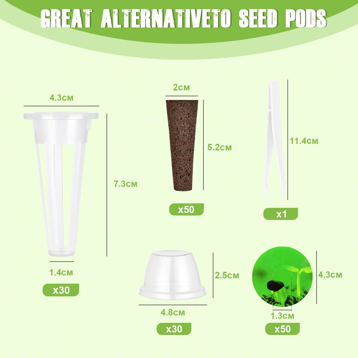 161 Pcs Seed Pods Kit for AeroGarden, Grow Anything Kit for Hydroponics with 50 Grow Sponges, 30 Grow Baskets, 30 Planting Domes, 50 Pod Labels, 1 Tweezer