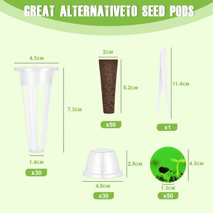 161 Pcs Seed Pods Kit for AeroGarden, Grow Anything Kit for Hydroponics with 50 Grow Sponges, 30 Grow Baskets, 30 Planting Domes, 50 Pod Labels, 1 Tweezer