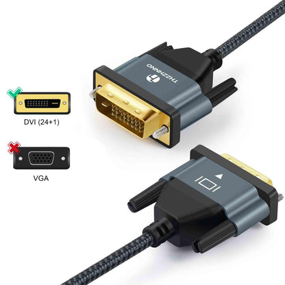 Thzzhnno DVI to DVI Cable 15FT/5M, Gold-Plated & Braided Male DVI-D 24+1 to DVI Cable Support High Resolution 1080P 2560x1600 for Gaming, DVD, Laptop, HDTV