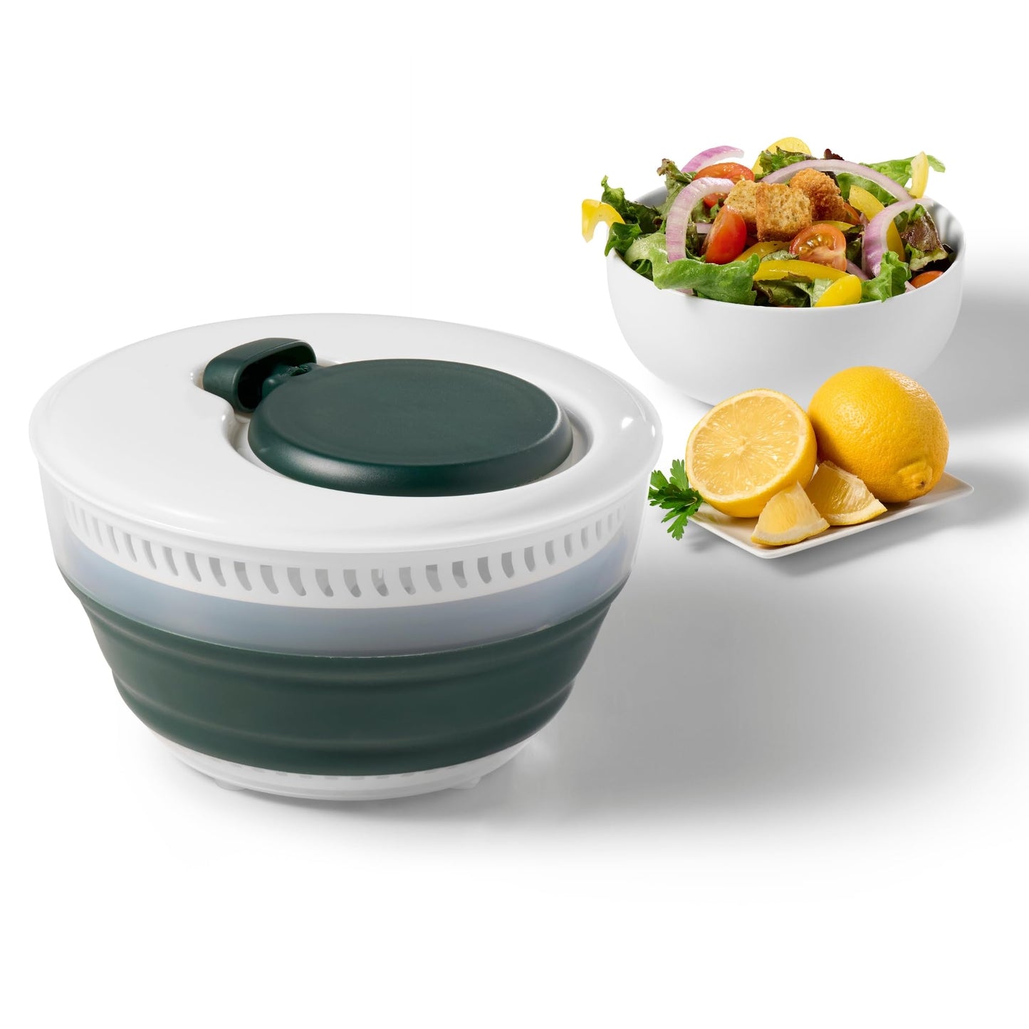 Starfrit Collapsible Salad Spinner 3L Capacity - Compact Storage - Basket Doubles as Colander - Bowl Can Be Used For Serving