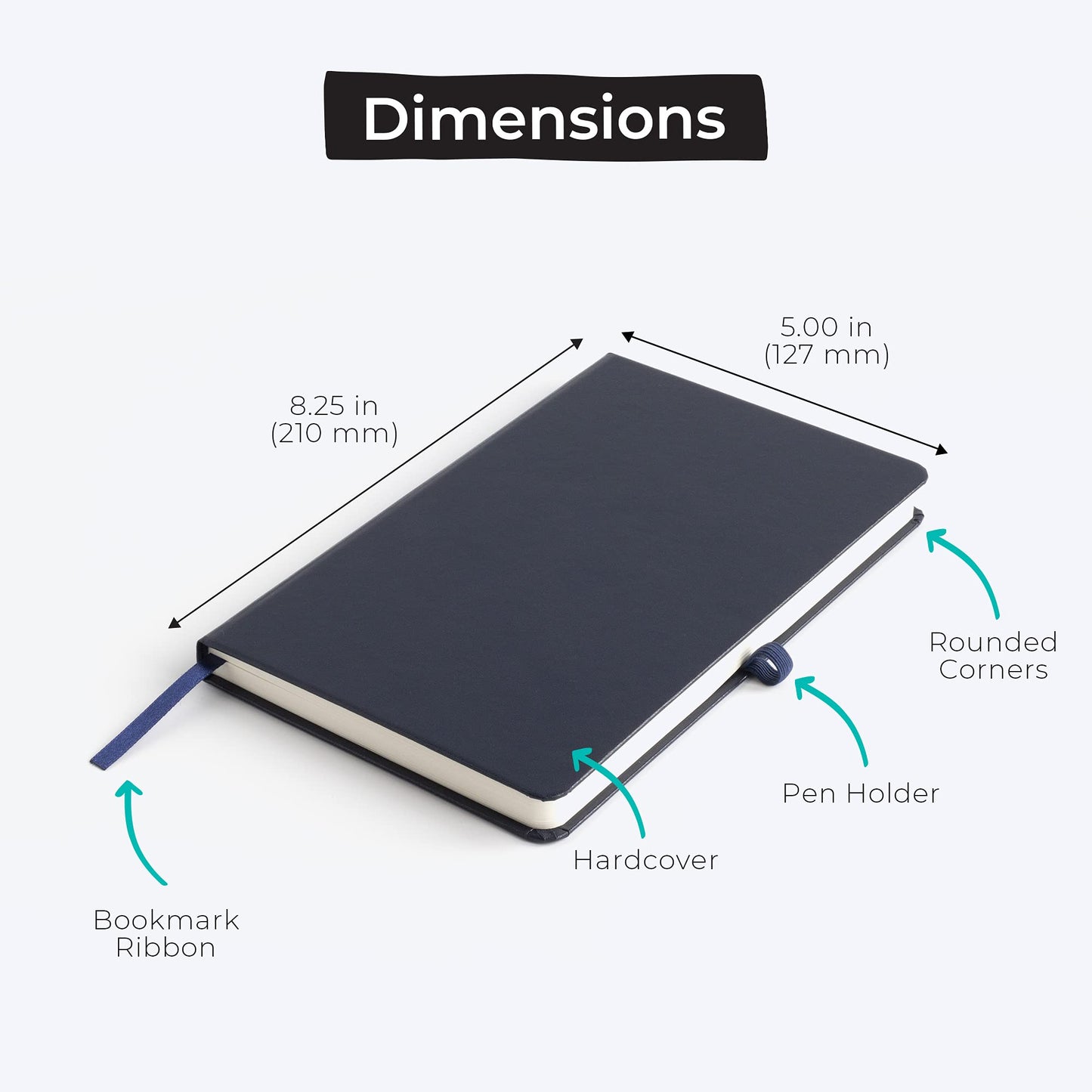 WallDeca Lined Journal Notebooks 4 Pack | Hard Cover, 240 Pages, College Ruled 21 x 13 cm, Ivory 80 GSM Paper | Notebooks for Work, School, Business, College, Notes, Journaling (4-Pack)
