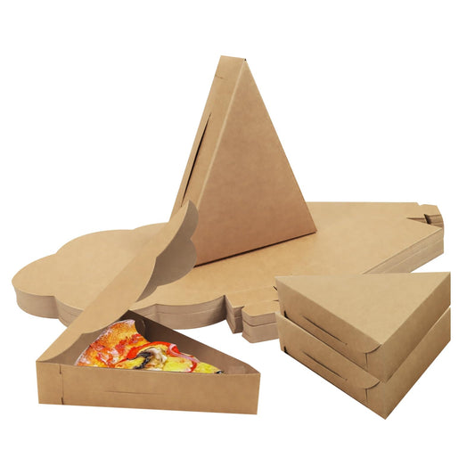 YQWIN 50Pcs Pizza Slice Container - Kraft Box for Single Slice Storage, Take Out Food Containers, Packing Boxes for Pizza and Sandwich
