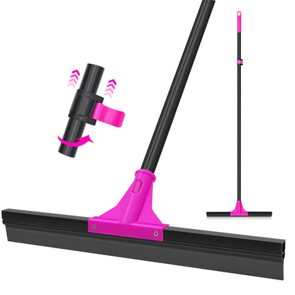 TidyBliss Floor Squeegee Heavy Duty, 18 inches Large Rubber Foam Water Scraper Broom Epoxy Wiper Mop with 58.3 inches Long Handle for Cleaning Concrete Pool Rug Garage Deck Shower Window Outdoor