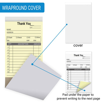 suituts 12 Pack Thank You Receipt Book, 3.5 x 5.5 Inch, Duplicate Invoice Book, 2 Part Carbonless Sale Order form, Sale Receipt form for Small Business, 50 Sets Each Pad, Total 600 Sets