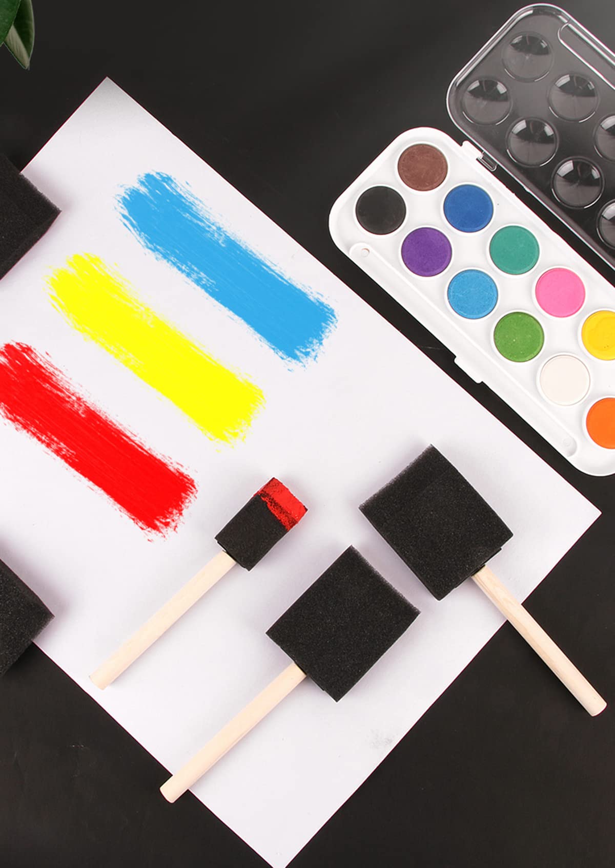 Tosnail 96 Pack 2 Inch Foam Paint Brush with Wooden Handles for Acrylics, Stains, Varnishes, Crafts, Arts