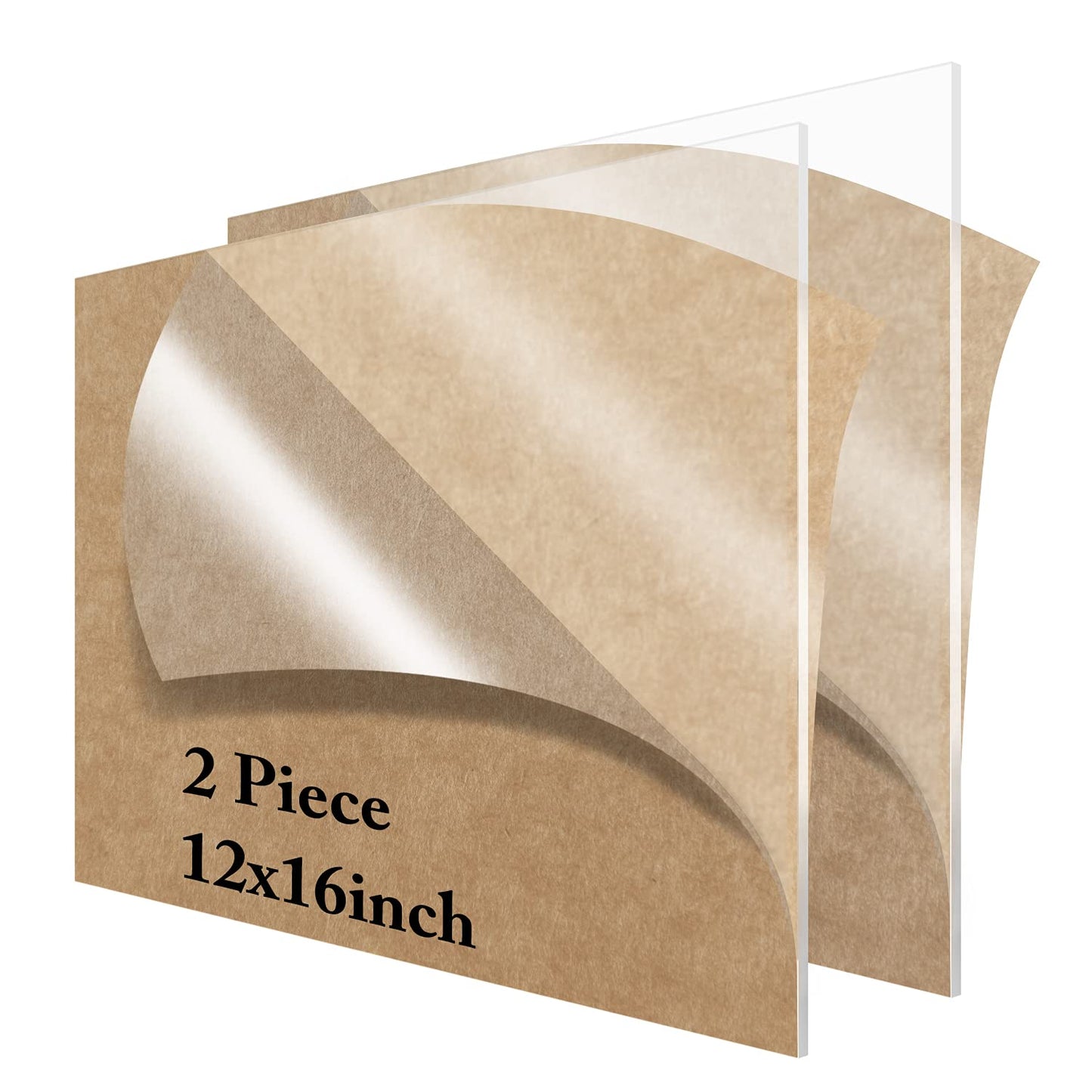 2 piece12” x 16”Acrylic Sheet Clear Cast Plexiglass Small Panel 1/8ThickTransparent Plastic Plexi Glass Board with Protective Paper for Signs,Clear Acrylic Perspex Sheet Plastic Sheeting