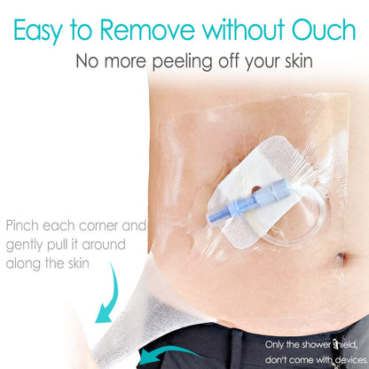Waterproof Shower Bandage Protector [Pack of 50], 6"x8" Dialysis Catheter Shower Cover Wound PD Peritoneal Dialysis Chemo Port Chest Feeding Tube G-Tube PICC Line Film Dressing