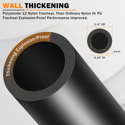 CheeMuii 100 FT 1/4 DOT Air Line 1/4" PA12 Nylon Pneumatic Tubing 30.5 Meter 1/4 Inch OD Pneumatic Air Tubing Pipe Hose Line for Semi Truck Trailer or Industrial Air System