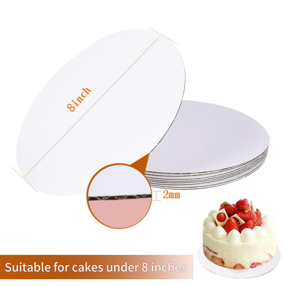 PFAMKEER 40Pcs Cake Boards, White Cake Boards 8 inch Round,Disposable Cake Plates，Food Grade Cardboard Rounds Cake Base, Waterproof and Oil Proof Cake Board for Cake DIY, Dessert and Pizza