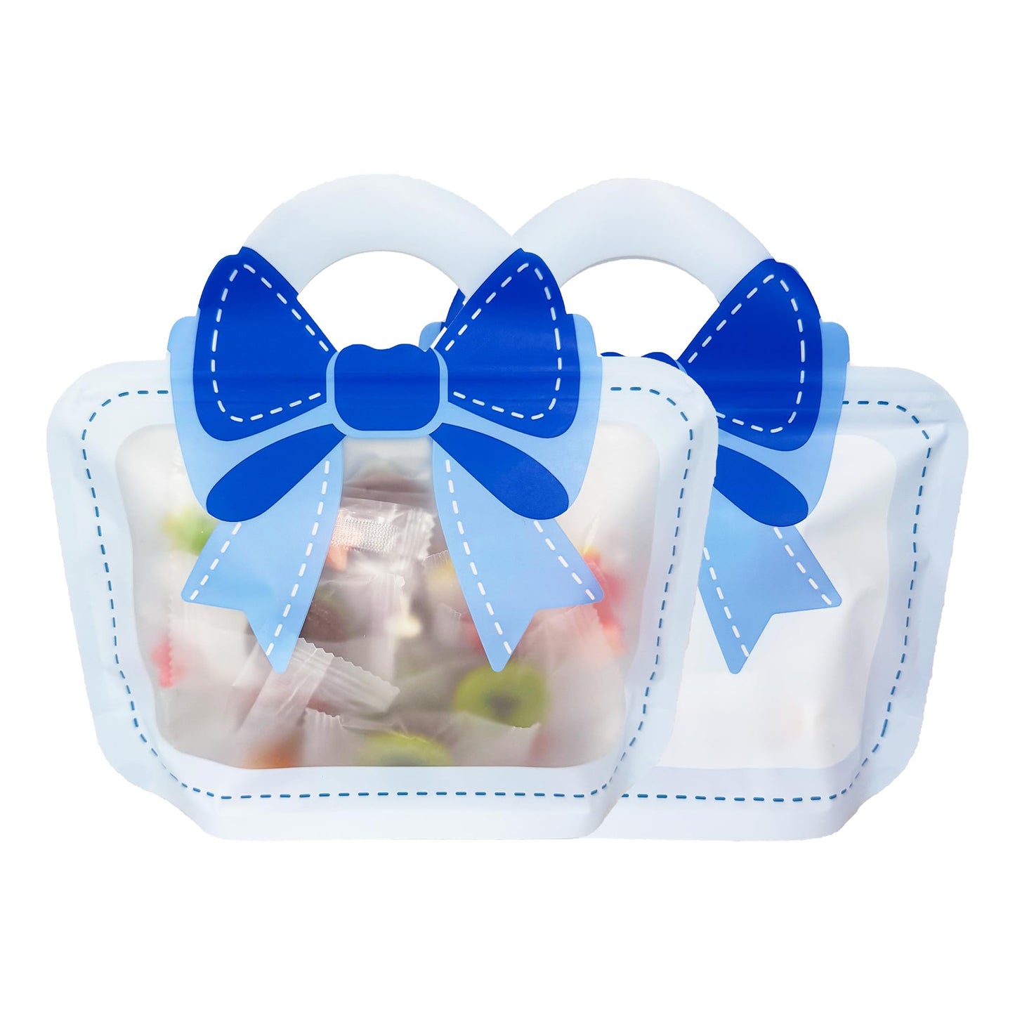PABCK 30 Pcs Plastic Party Favor Gift Bags Treats Birthday Goodie Bags 10.24x9.45 inch(26x24 cm) Candy Cookies Snack Small Toys Packaging Handle Bag Resealable Stand Up Reusable for Wedding Christmas