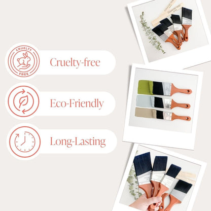 Country Chic Paint Brush - Short-Handle with Synthetic Angled Bristles for Smooth Furniture Paint Application with Minimal Brush Strokes, No Shedding, Vegan - Best for Water-Based Paint - 2.5"