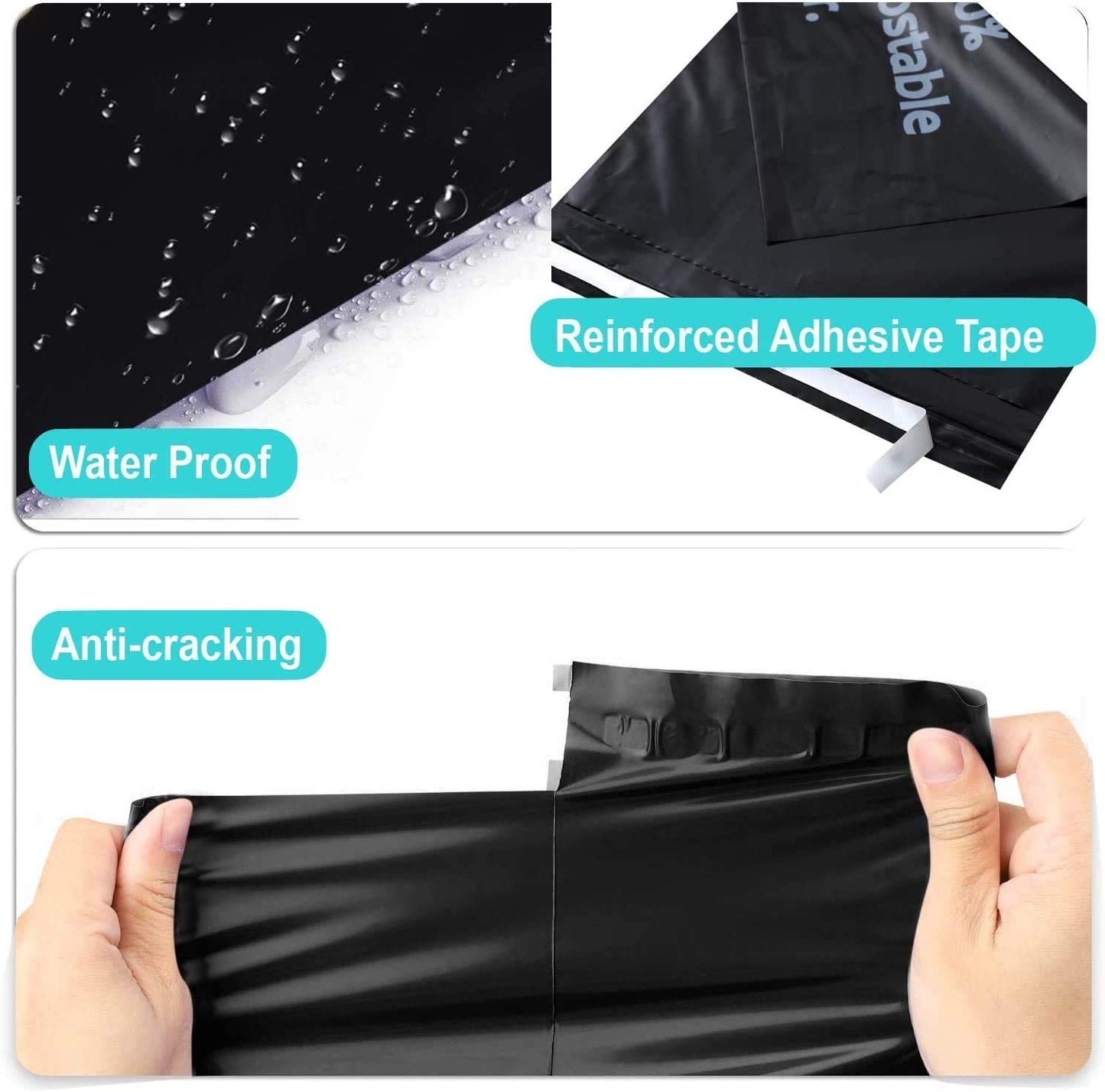 100% Compostable Biodegradable Mailers Eco-Friendly Poly Envelopes, Packaging Envelopes Pouches. Reusable Double Sealing, Extra Thick, Zero-Waste mailing Bags | D2W Certified (50 Pack, 10"x13")