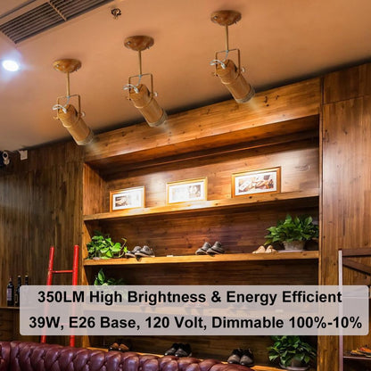 Vinaco PAR16 Halogen Bulb 39 Watt, 6 Pack High Output 350LM PAR16 Bulb（45w Equivalent, PAR 16 Flood 45W Warm White 2800K, PAR16 Dimmable with E26 Base, Halogen 45W PAR16 Long Neck for Ceiling Light