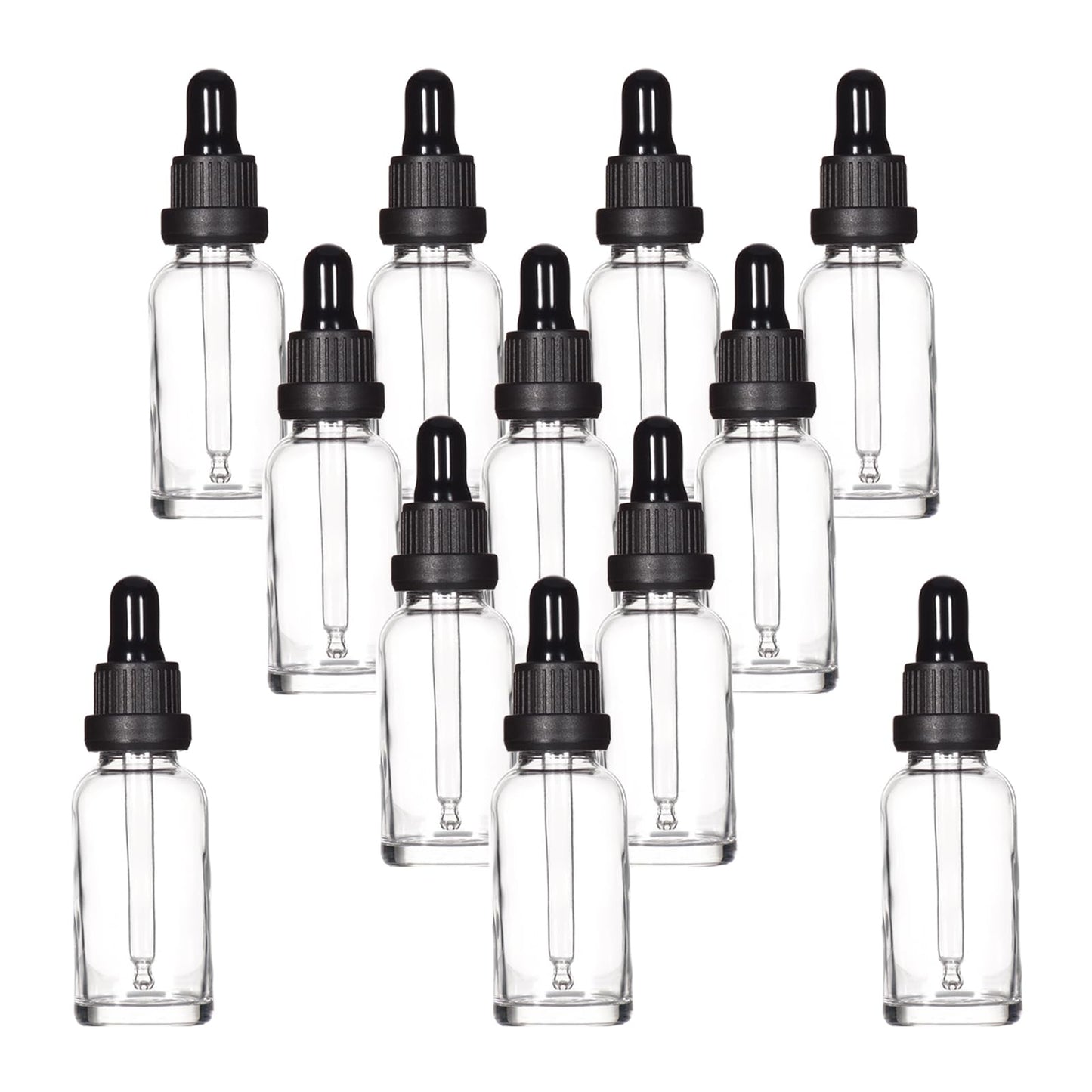 Yizhao 1oz Clear Dropper Bottle, 30ml Glass Tincture Bottle, for Essential Oils,Travel, Aromatherapy, Laboratory–12 Pcs