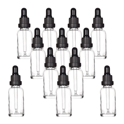 Yizhao 1oz Clear Dropper Bottle, 30ml Glass Tincture Bottle, for Essential Oils,Travel, Aromatherapy, Laboratory–12 Pcs