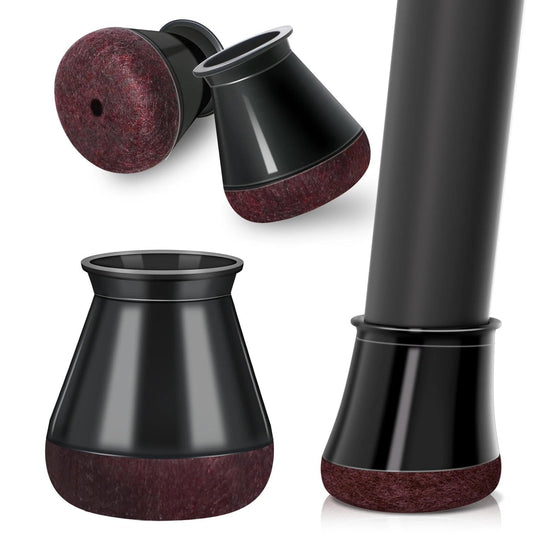 Chair Leg Floor Protectors 32Pcs Silicone Chair Leg Covers. Protective Caps for Chair Legs with Stronger Felt Slide, Avoid Noise and Scratches, Black Round S Fit 1/2" ~ 3/4" (14~19mm)