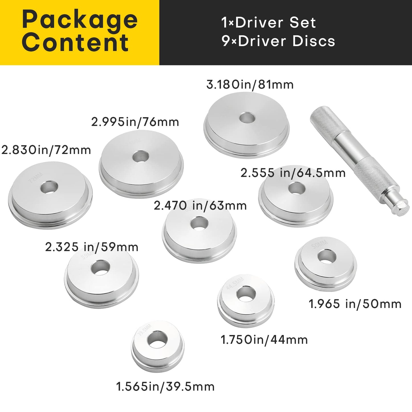 Acymner 10pcs Bearing Race and Seal Bushing Driver Install Set | Aluminum Bearing Race Installer, Seal Installation Tool, Bearing Install Tool, Axle Seal Installer