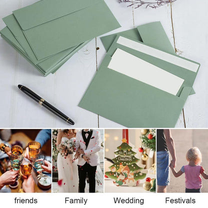 BEANPRECOY 100 Pcs A7 Envelopes, Self-Adhesive Envelopes, 5x7 Envelopes, Printable Invitation Envelopes for Weddings Invitations, Party Invitations, Photos, Postcards, Greeting Cards (Sage Green)