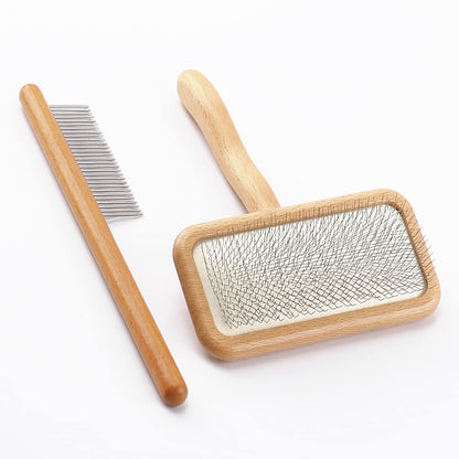 Carpet Rake-Sheepskin Wool Brush and Sheepskin Brush Cleaner Comb, More Suitable for Pile Carpets/Rugs, for Carding Fur, Restore Carpets Softness and Texture (Wood, 2PCS(Big+ Small)