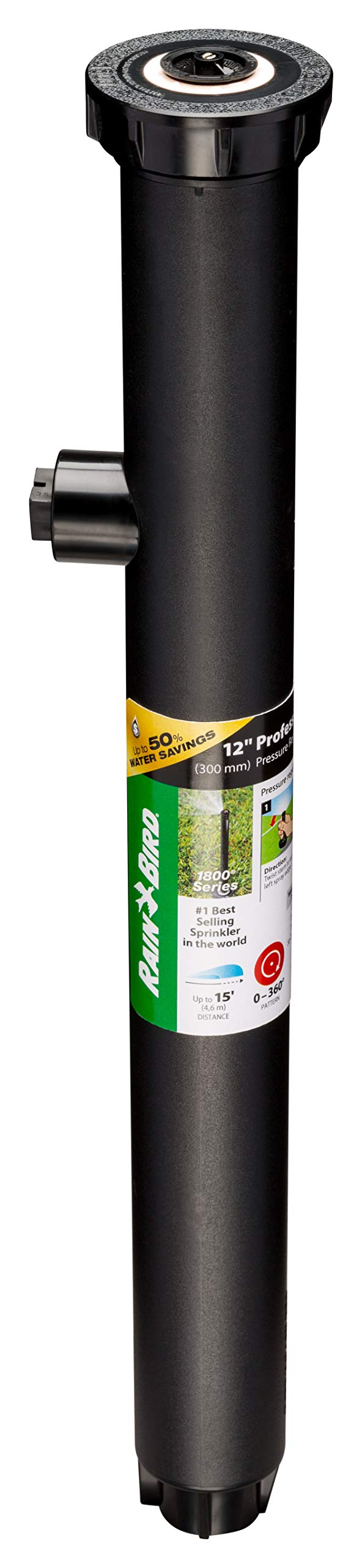 Rain Bird 1812APPRS Pressure Regulating (PRS) Professional Pop-Up Sprinkler, Adjustable 0° - 360° Pattern, 8' - 15' Spray Distance, 12" Pop-up Height