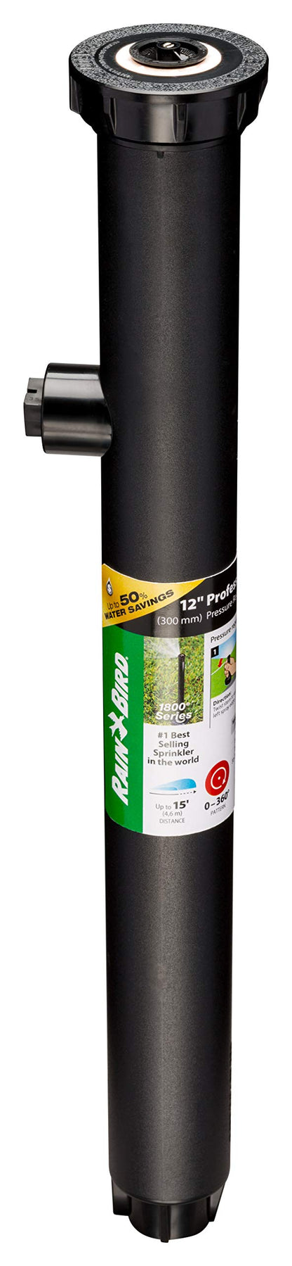 Rain Bird 1812APPRS Pressure Regulating (PRS) Professional Pop-Up Sprinkler, Adjustable 0° - 360° Pattern, 8' - 15' Spray Distance, 12" Pop-up Height