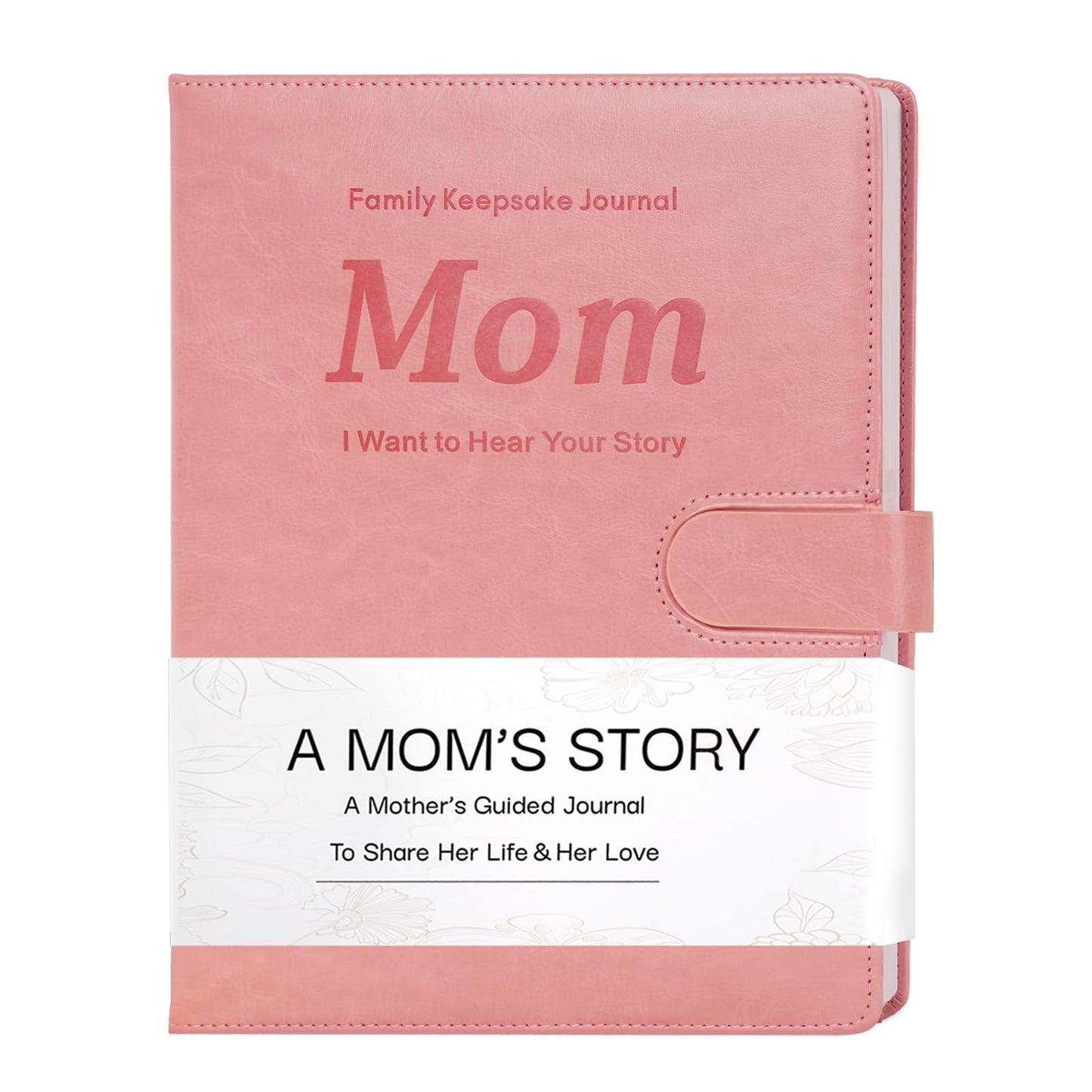 Artmag Mom's Life Story Journal with 250+ Prompt Questions, Family Keepsake Book Leather Cover for Mom to Share Her Memories for Birthday Mother's Day Christmas (Pink)