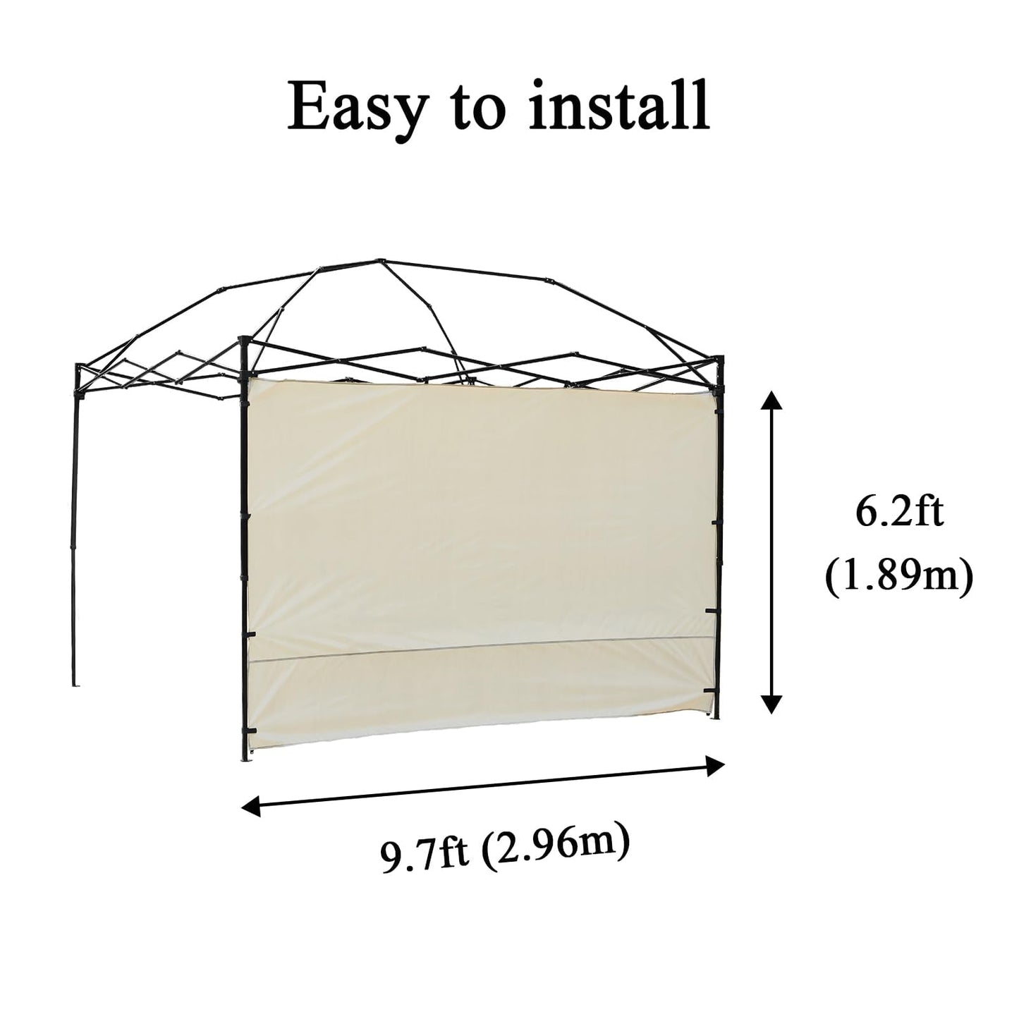Canopy SunWall, 8x8ft Pop Up Canopy Sidewall for Instant Canopy Tent Gazebos, 1 Pack Sidewall Only Beige
