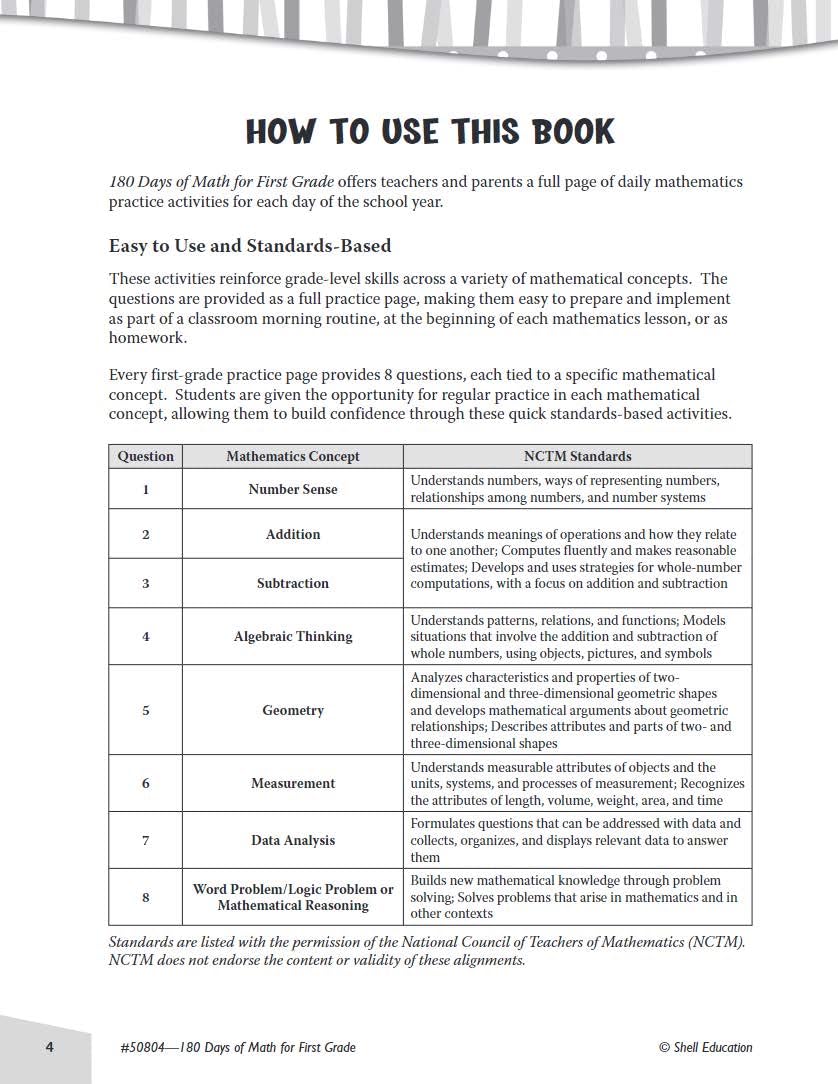 180 Days™: Math for First Grade: Practice, Assess, Diagnose