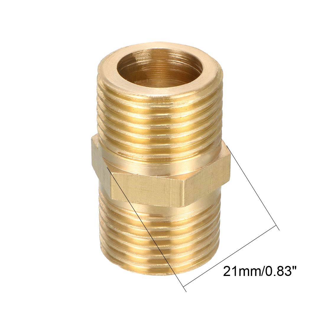 uxcell Brass Pipe Fitting, Hex Nipple, 1/2 BSP Male X 1/2 BSP Male Thread Connector 5pcs