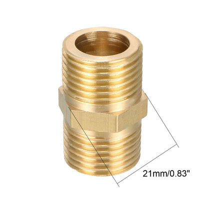 uxcell Brass Pipe Fitting, Hex Nipple, 1/2 BSP Male X 1/2 BSP Male Thread Connector 5pcs