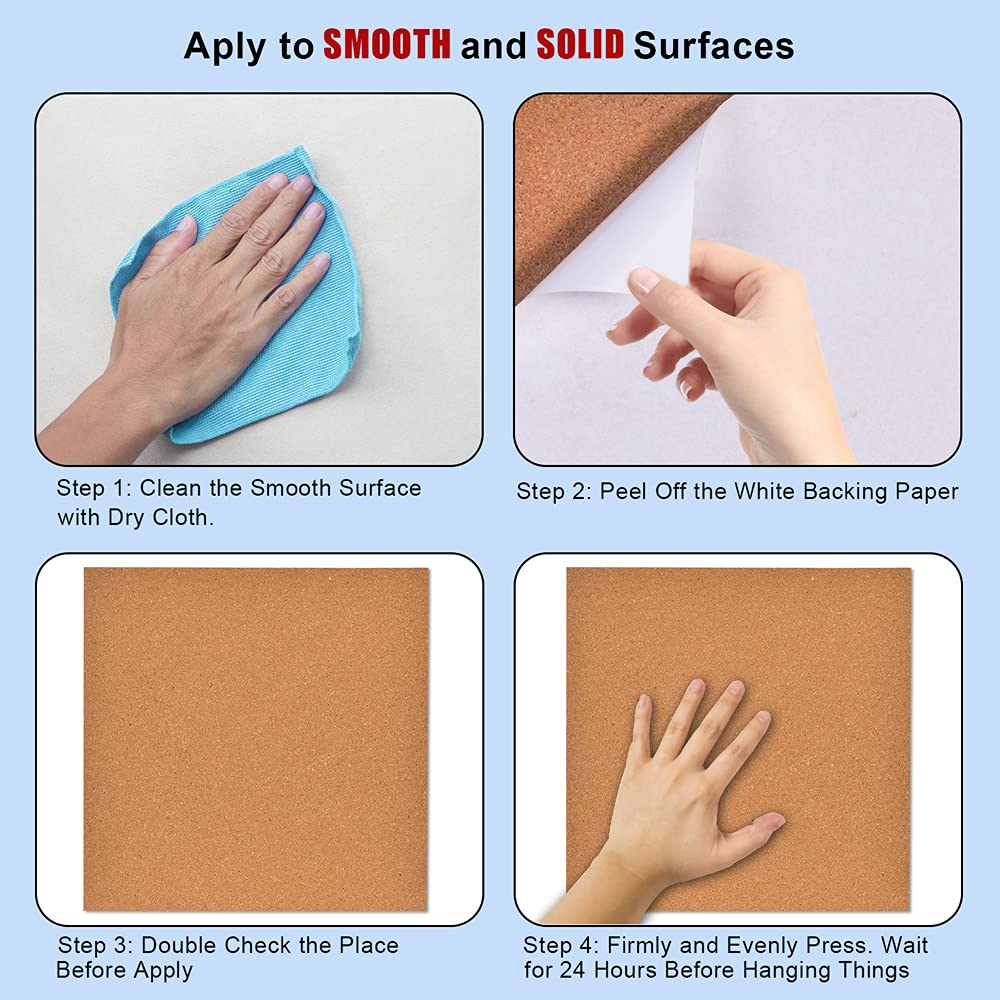 YCCYYCCY 30cm x 30cm Self-Adhesive Cork Borad, 4mm Thick Cork Boards for Walls, 9 Pack Bulletin Board, Cork Board Tiles for Office, Home, School(4mm,9P,CA)