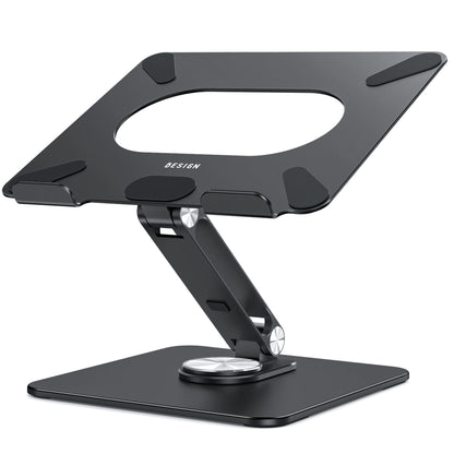 BESIGN LSX7 Laptop Stand with 360° Rotating Base, Ergonomic Adjustable Notebook Stand, Riser Holder Computer Stand Compatible with Air, Pro, Dell, HP, Lenovo More 10-15.6" Laptops, Lapdesk, Black
