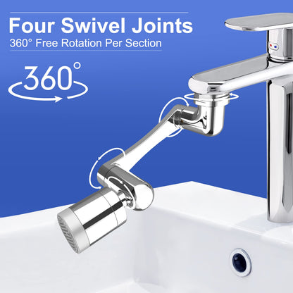 1440 Swivel Multifunctional Robotic Arm Faucet Extender, Large-Angle Rotating Splash Filter Faucet Aerator for Kitchen and Bathroom Sink, Kitchen Extension Faucet, 2 Water Outlet Modes 1 Pcs