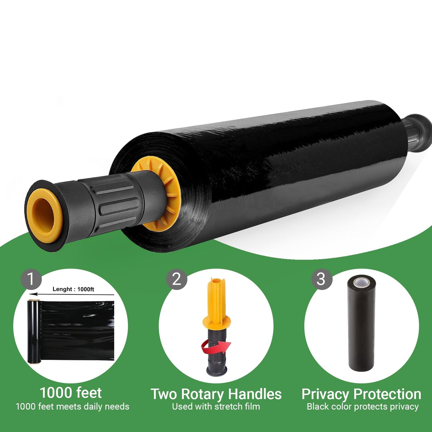 Black Stretch Wrap 15"x1000 Feet Stretch Film Shrink Wrap Packing Moving Suppliers for Shipping Moving Suppliers Packing Pallet Wrapping Surface Protection 60 Gauge (1 Roll)