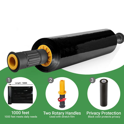 Black Stretch Wrap 15"x1000 Feet Stretch Film Shrink Wrap Packing Moving Suppliers for Shipping Moving Suppliers Packing Pallet Wrapping Surface Protection 60 Gauge (1 Roll)