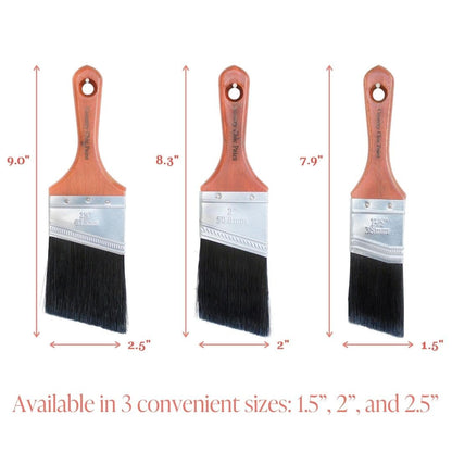 Country Chic Paint Brush - Short-Handle with Synthetic Angled Bristles for Smooth Furniture Paint Application with Minimal Brush Strokes, No Shedding, Vegan - Best for Water-Based Paint - 2.5"
