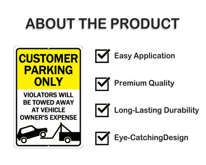 Customer Parking Only Sings for Business 10x14 Inch - Customer Parkign Signs Unauthorized Vehicles Will be Towed Sign Aluminum Parking Lots Warning Sign