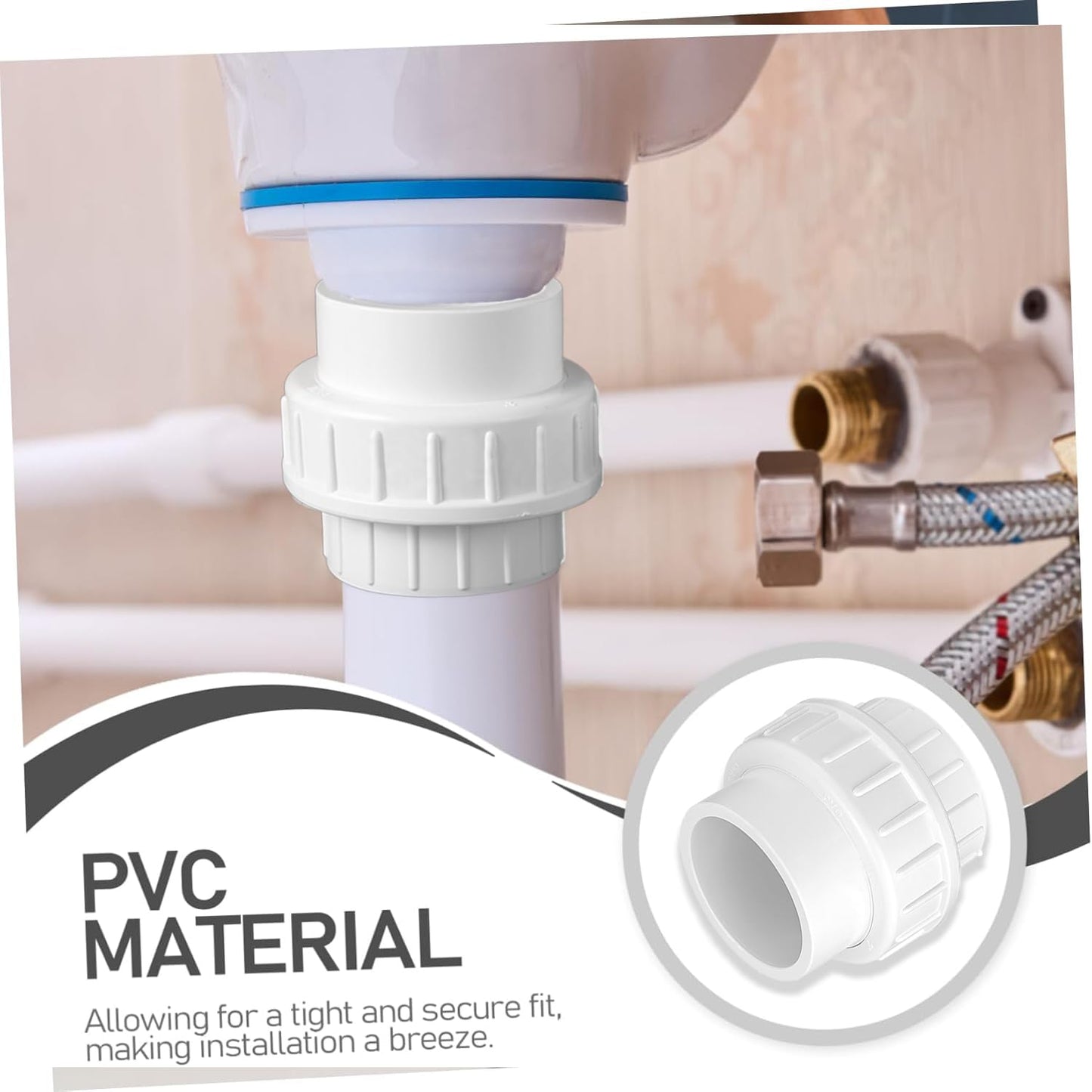 Yharnamite 2 Pcs 2" PVC Union Coupling Pipe Fitting (Socket x Socket), 2 Inch PVC Slip Union Adapter, Coupling Schedule 40, EPDM O-Ring for Swimming Pool and Outdoor Plumbing Applications