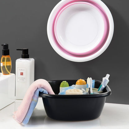 Qskely 3 Packs Plastic Wash Basin, 12 Quart Dish Tub, Black