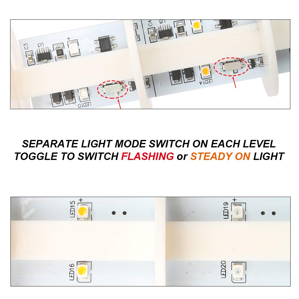 LUBAN Led Signal Tower Stack Lights, Industrial Signal Warning Lights, Column Tower Lamp Andon Lights with Rotatable Base, Steady/Flashing Light Switchable, 12-24V DC(2-Level, no Buzzer)