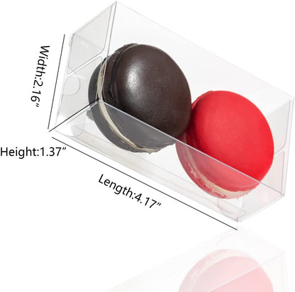 SLShePack 100PCS Clear Macaron Boxes for 2, Chocolate Covered Orec Favor Treat Pastry Boxes for Christmas Party Birthday Wedding (4.17" x 2.17" x 1.38")